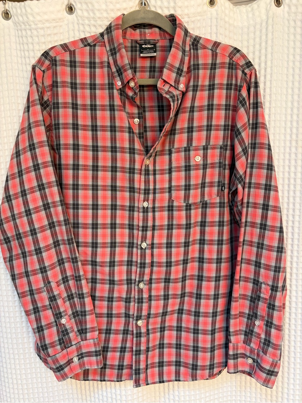 NIKE brand button-down shirt red/grey/plaid